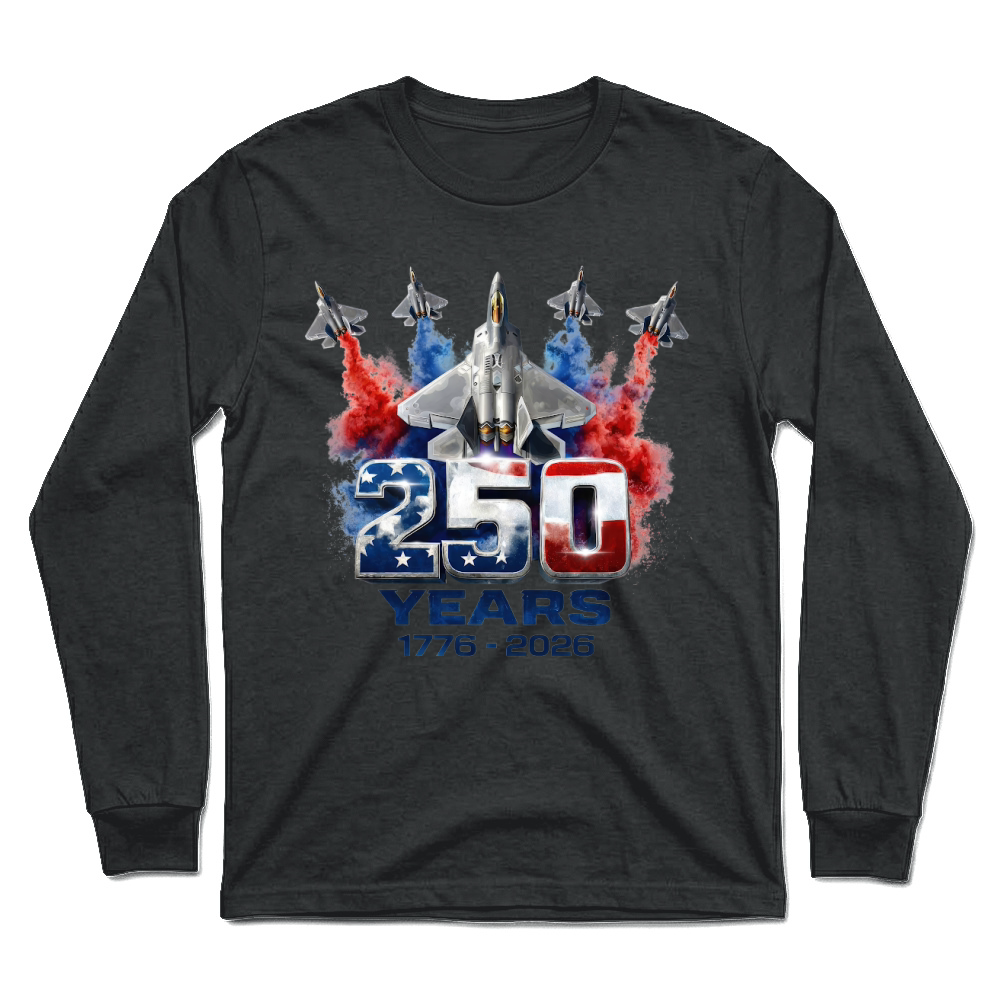 Product 4th of July Fighter Jet 250 Years 1776 2026 Unisex Longsleeve