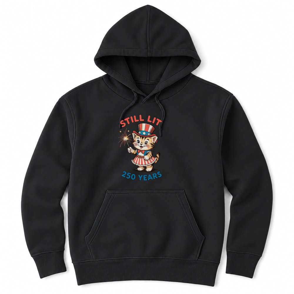Product Still Lit 250 Years Patriotic Cat Unisex Hoodie
