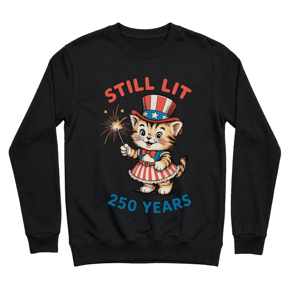 Product Still Lit 250 Years Patriotic Cat Unisex Sweatshirt