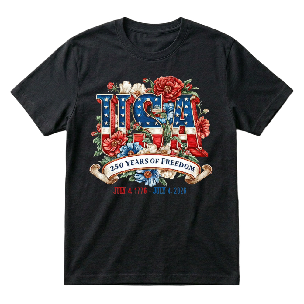 Product USA 250 Years Of Freedom Freedom 1776 2026 T-Shirt