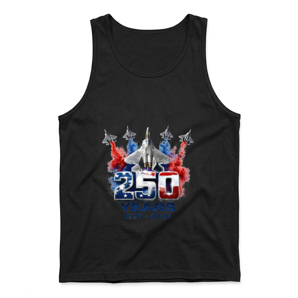 Product 4th of July Fighter Jet 250 Years 1776 2026 Tank Top