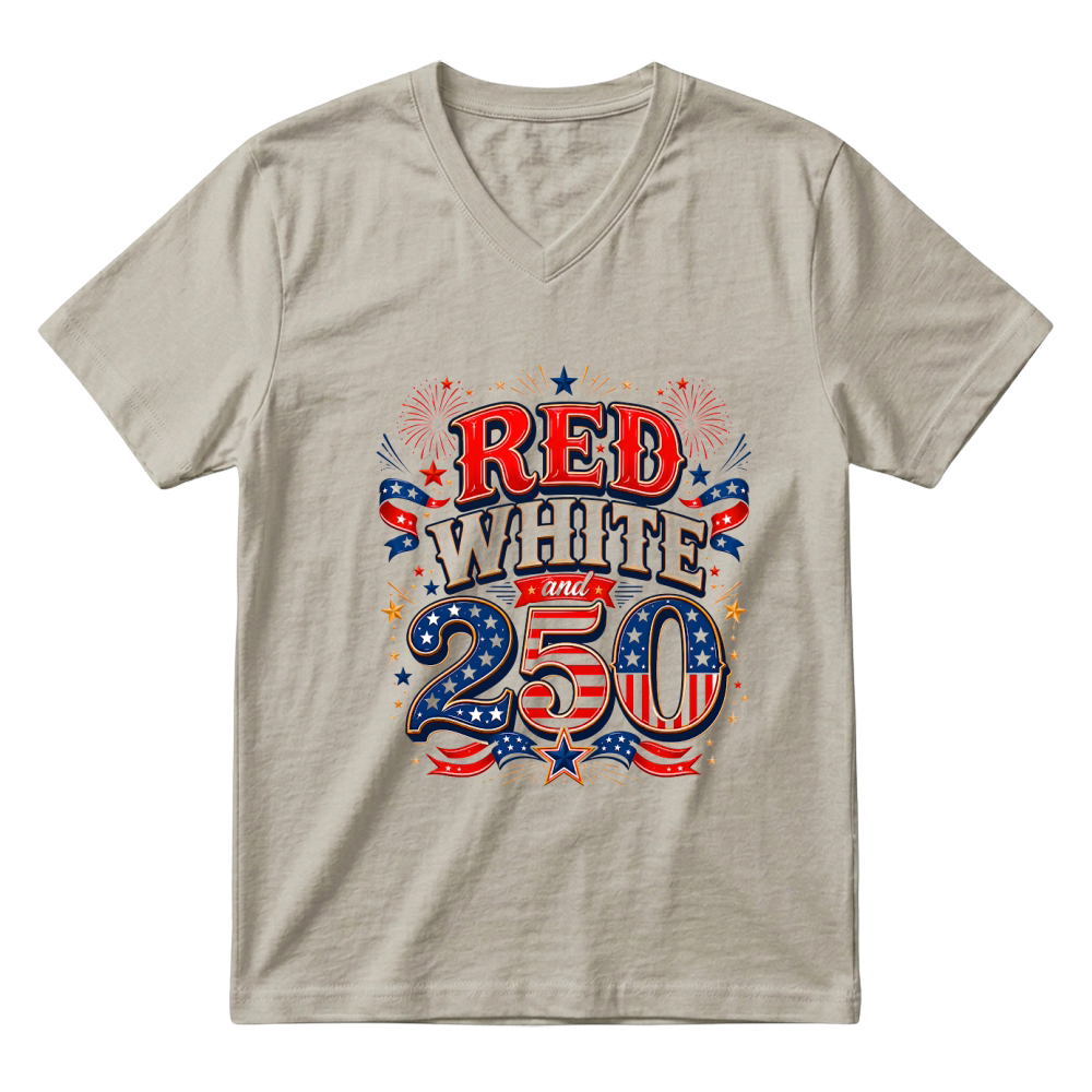 Product 4th of July 250 Years USA Firework V-Neck T-shirt