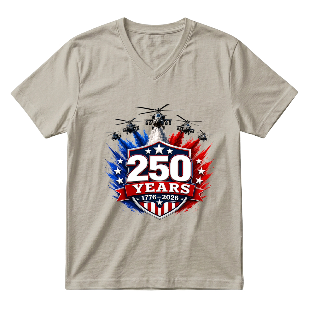 Product 250 Years 1776 2026 Jet Air 4th of July Patriotic V-Neck T-shirt