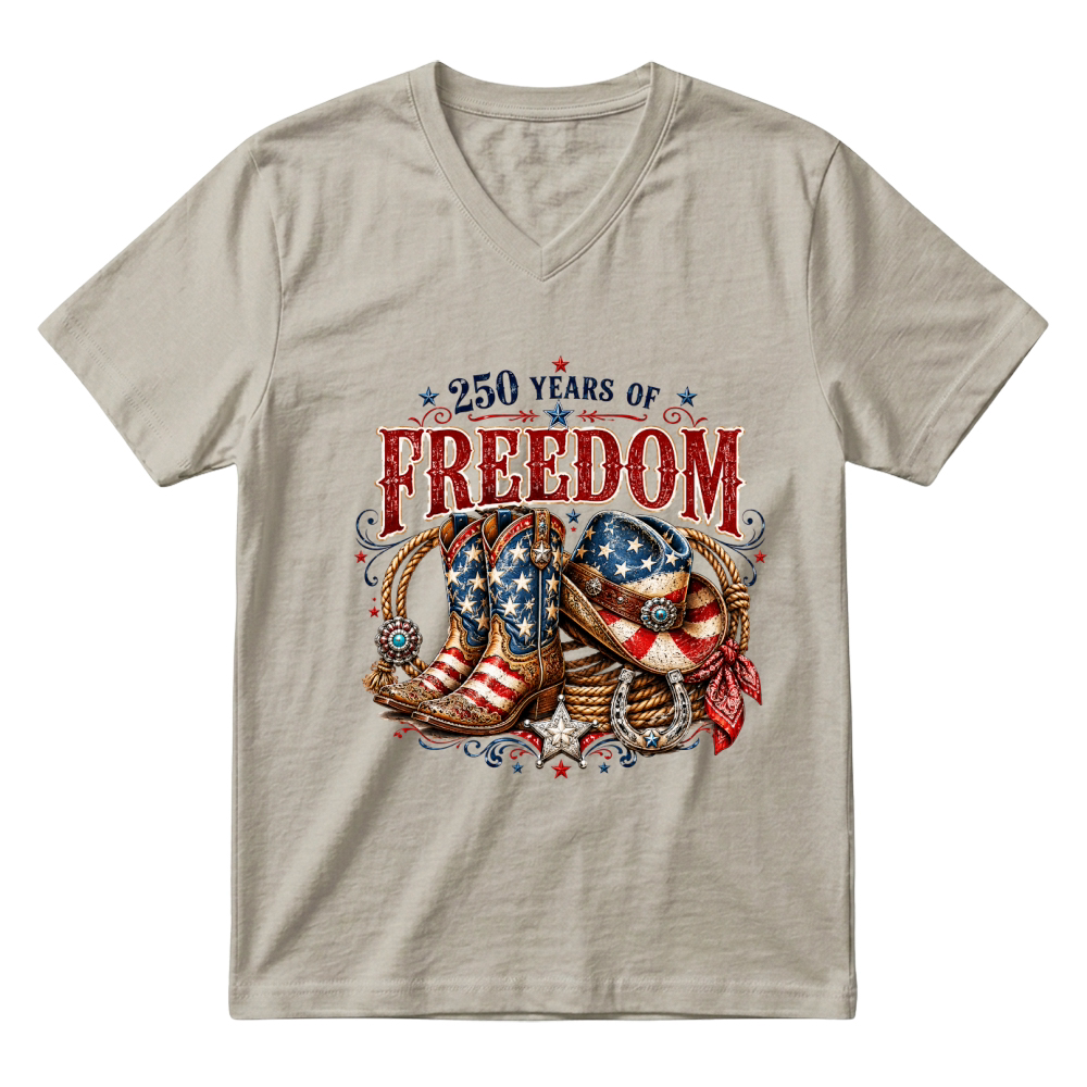 Product Freedom 250 Years Of Western Cowgirl V-Neck T-shirt