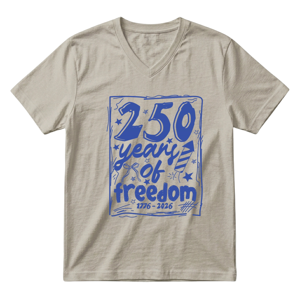 Product Vintage Hand Drawn 250 years of freedom America 250th Anniversary V-Neck T-shirt