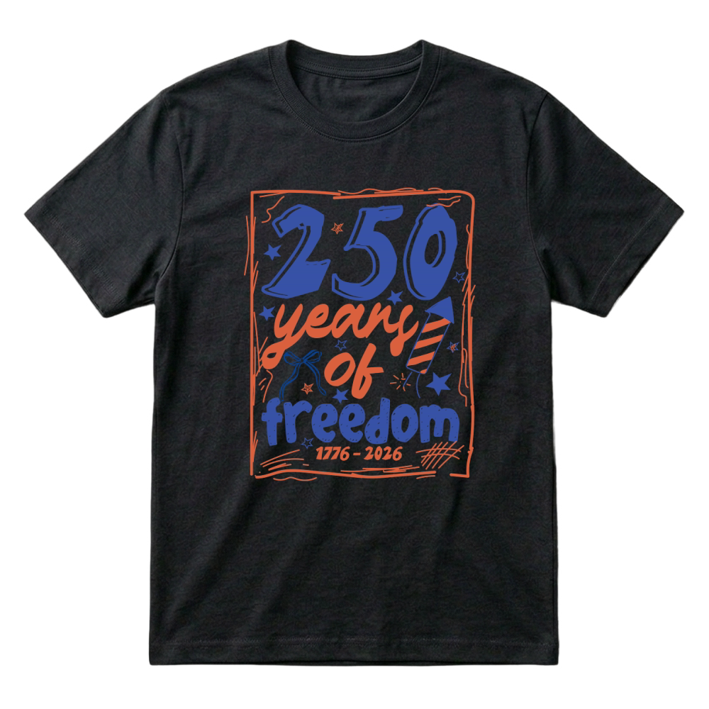 Product Vintage Hand Drawn 250 years of freedom America 250th Anniversary 1776 2026 T-Shirt