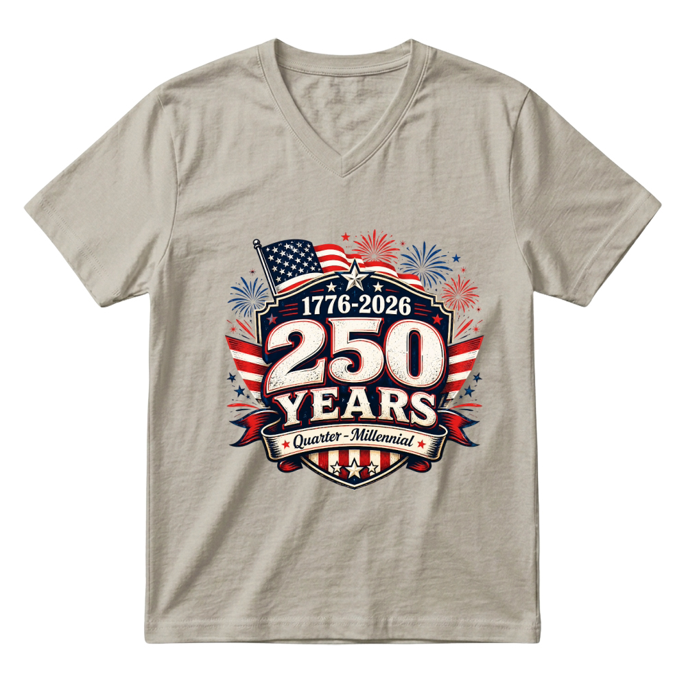 Product USA 250 Years Quarter Millennial V-Neck T-shirt