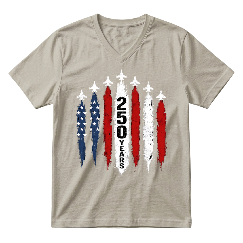 Product 250 Years Patriotic Jets V-Neck T-shirt