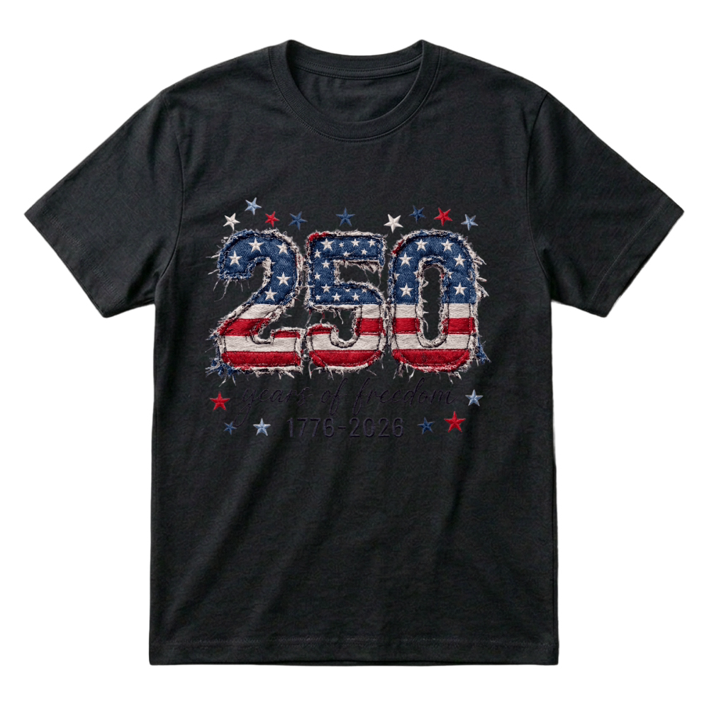 Product 250 Years Freedom Embroidery Patch T-Shirt