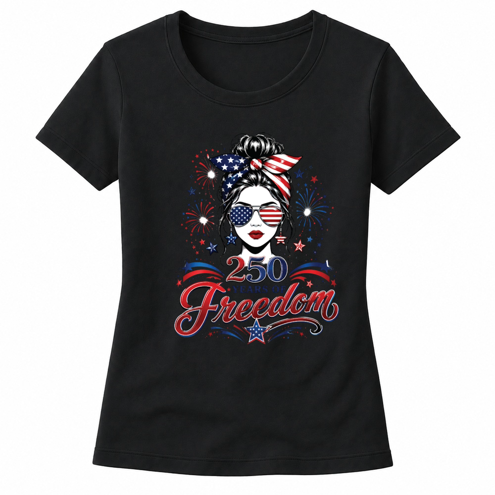 Product 250 Years of Freedom USA Patriotic Girl Women's T-shirts
