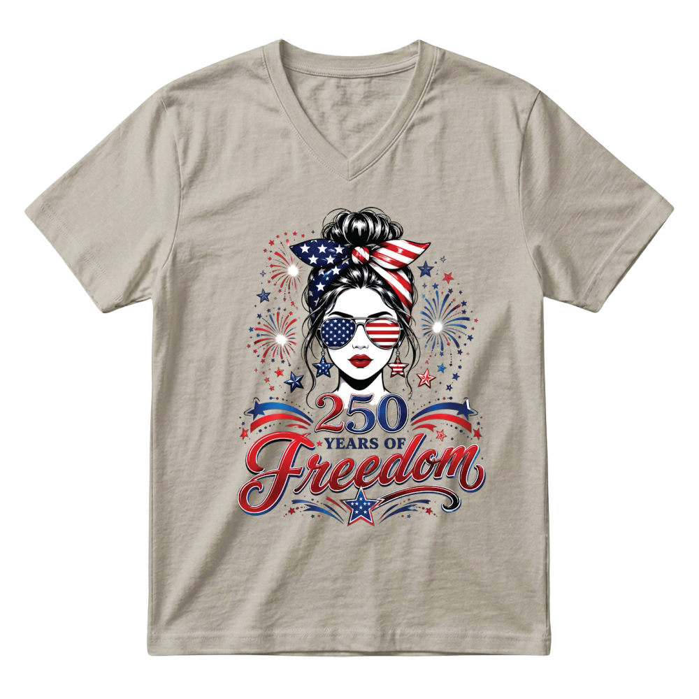 Product 250 Years of Freedom USA Patriotic Girl V-Neck T-shirt