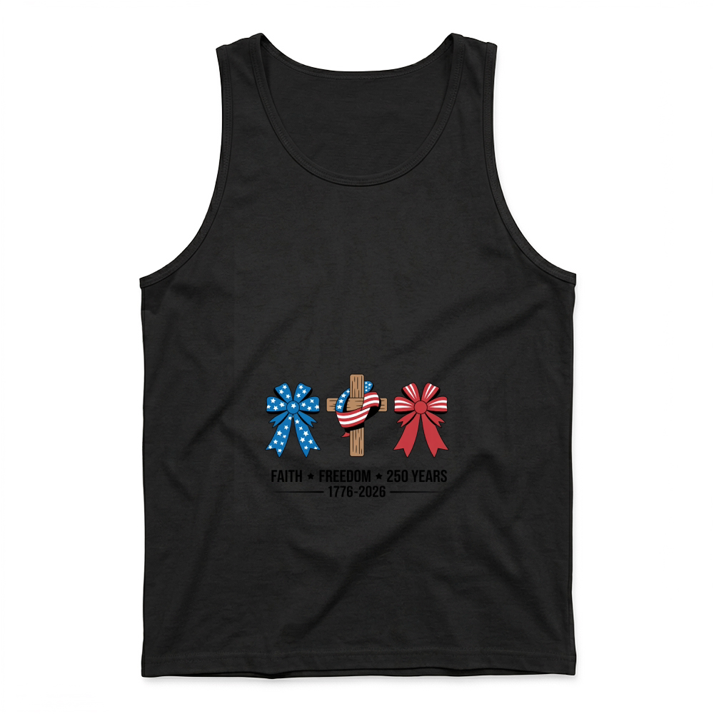 Product Faith Freedom 250 Years Jesus Christ 1776 2026 Tank Top