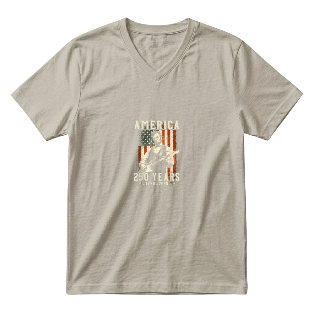 Product Vintage Abraham Lincoln Abe Lincoln Playing Guitar 250 Years V-Neck T-shirt