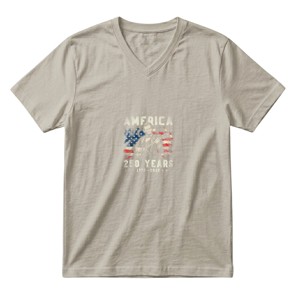 Product Vintage Abraham Lincoln Abe Lincoln Playing Guitar 250 Years V-Neck T-shirt