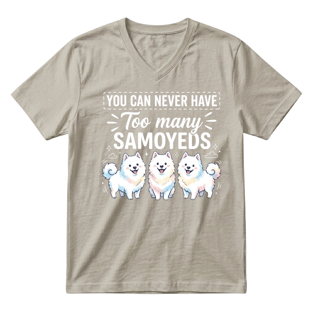 Product Samoyeds Dogs Cute Fluffy Pets V-Neck T-shirt