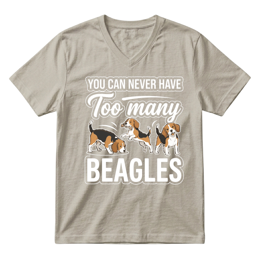Product Beagles Dogs Too Many Can V-Neck T-shirt