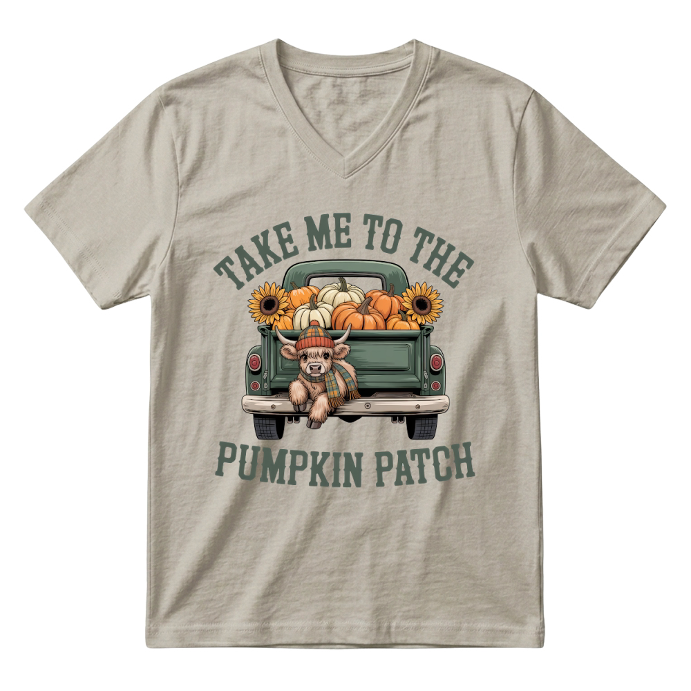 Product take me to the pumpkin patch halloween V-Neck T-shirt