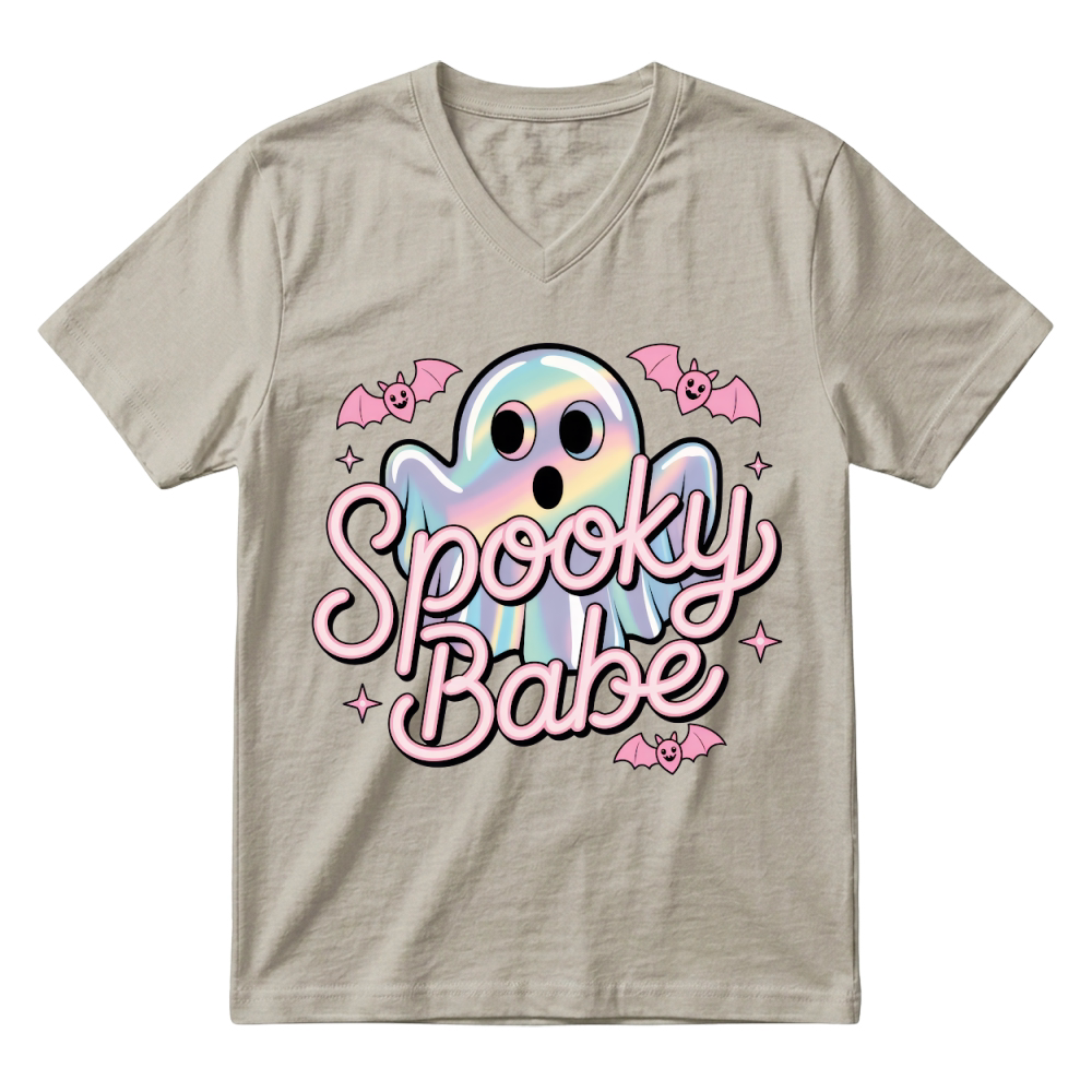 Product spooky babe pink vibes halloween V-Neck T-shirt