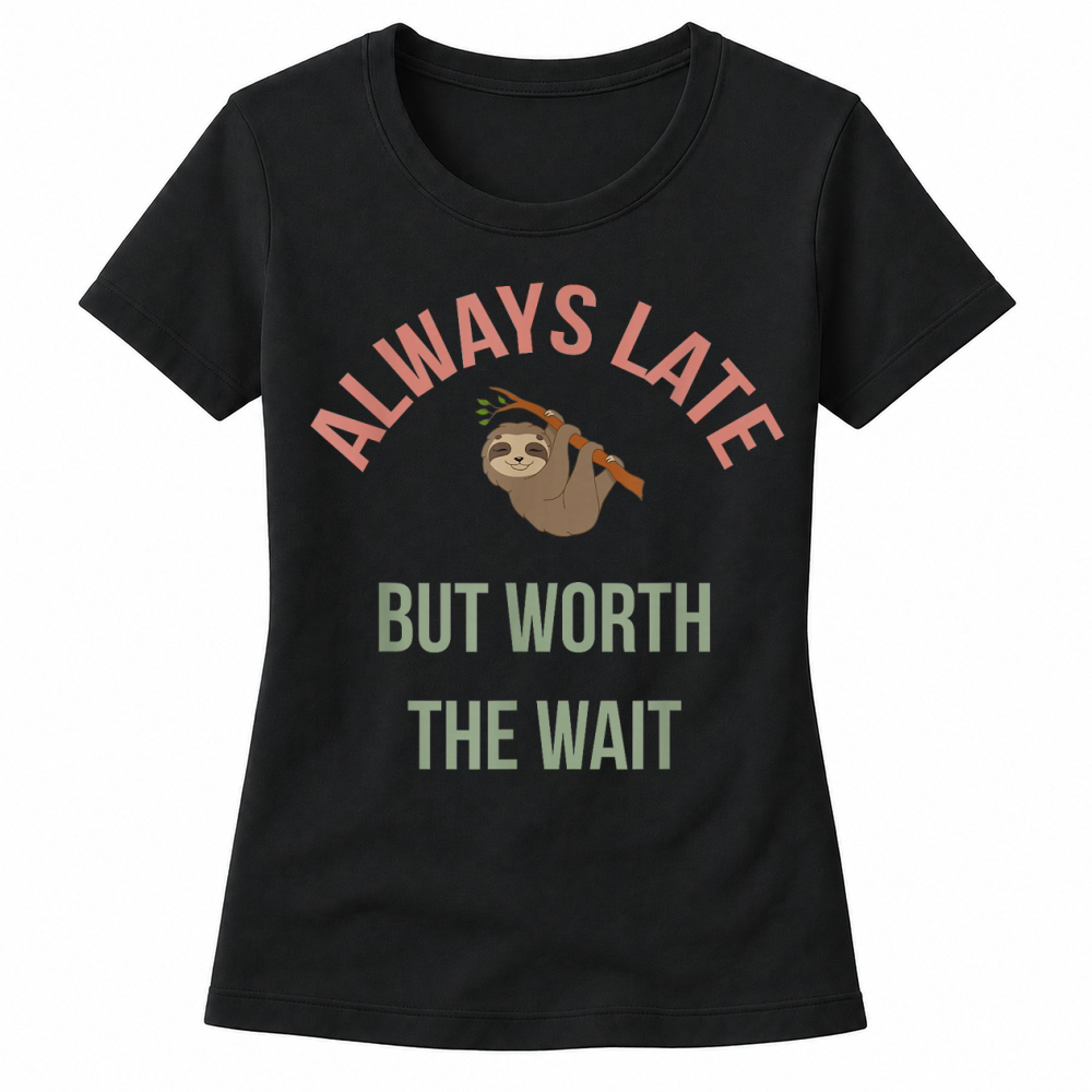 Product Always Late But Worth The Wait   Funny Sloth Apparel, Gift T Shirt Women's T-shirts