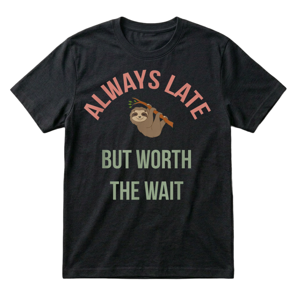 Product Always Late But Worth The Wait   Funny Sloth Apparel, Gift T Shirt T-Shirt