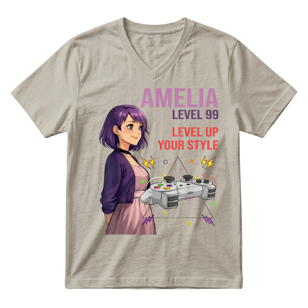 Product Amelia Cool Anime Girl Internet Meme Aesthetic Character T Shirt V-Neck T-shirt