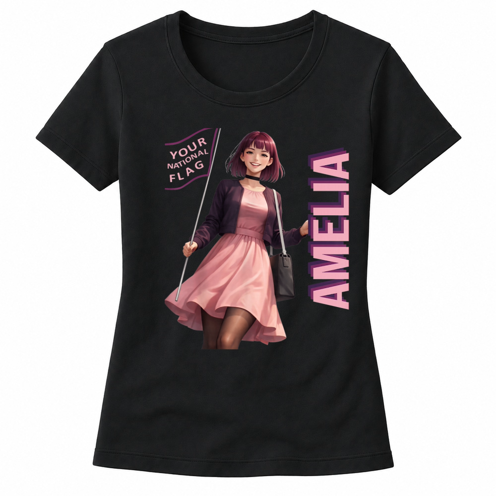 Product Amelia Kawaii Anime Character Purple Internet Aesthetic Meme T Shirt Women's T-shirts
