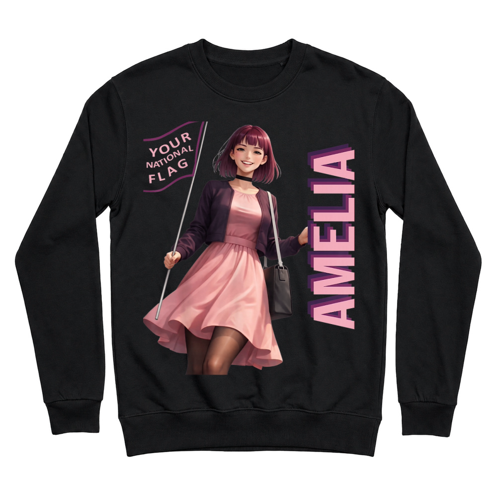 Product Amelia Kawaii Anime Character Purple Internet Aesthetic Meme T Shirt Unisex Sweatshirt