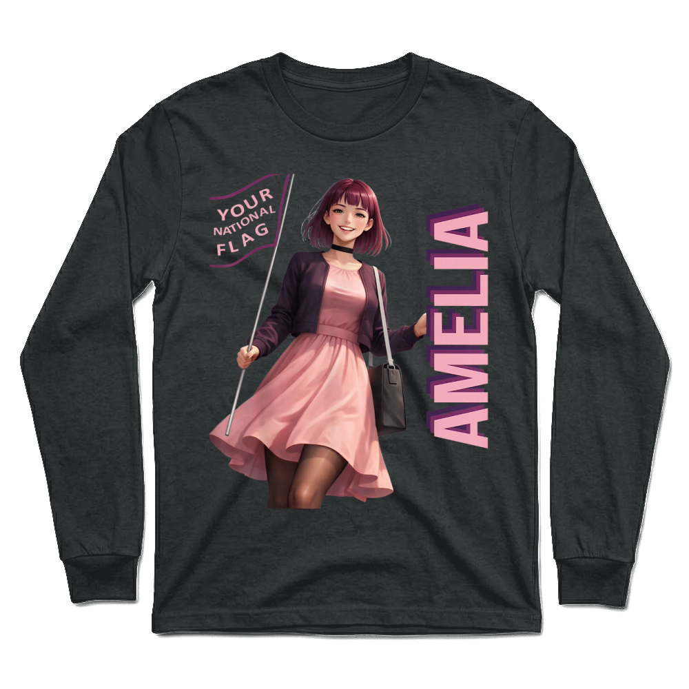 Product Amelia Kawaii Anime Character Purple Internet Aesthetic Meme T Shirt Unisex Longsleeve