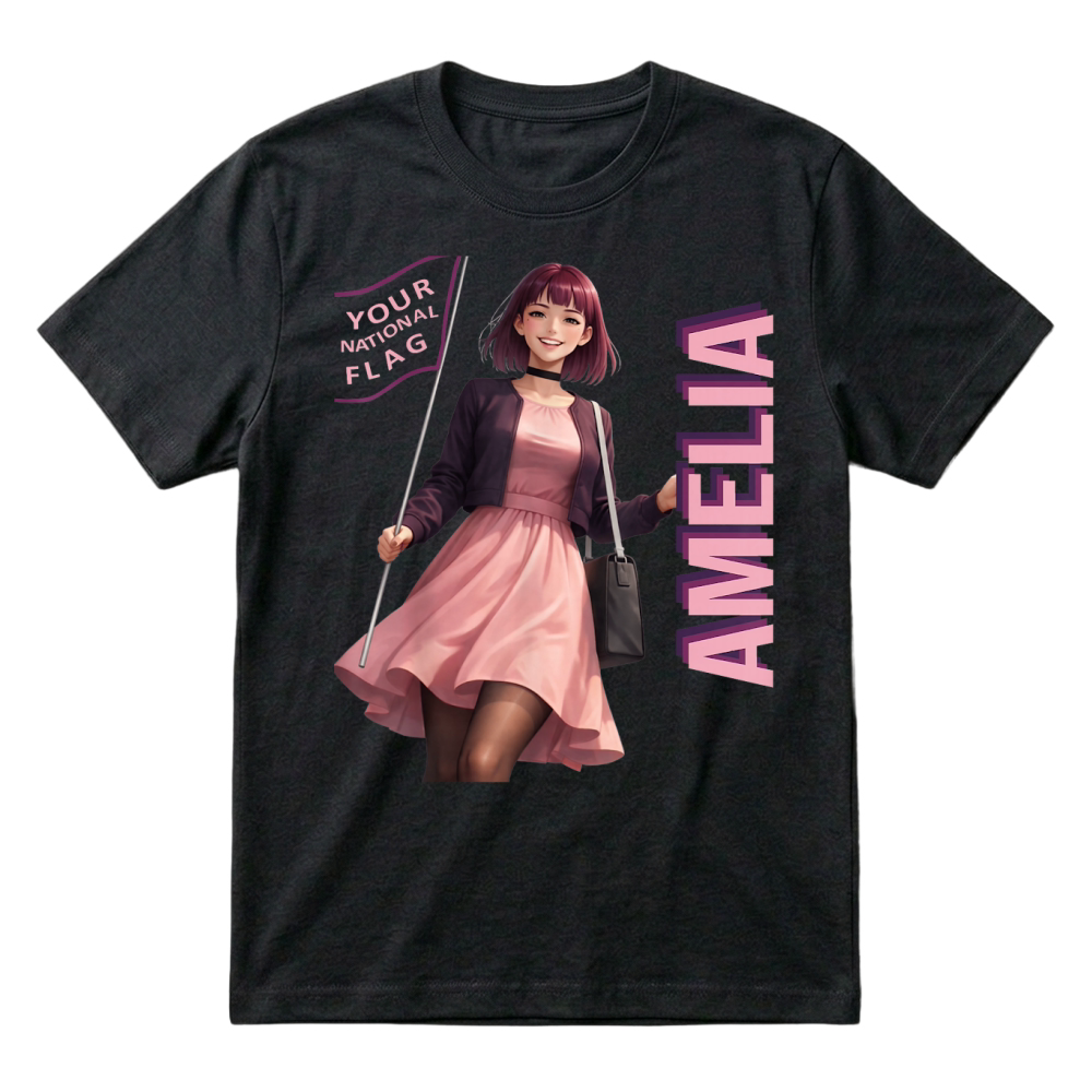 Product Amelia Kawaii Anime Character Purple Internet Aesthetic Meme T Shirt T-Shirt