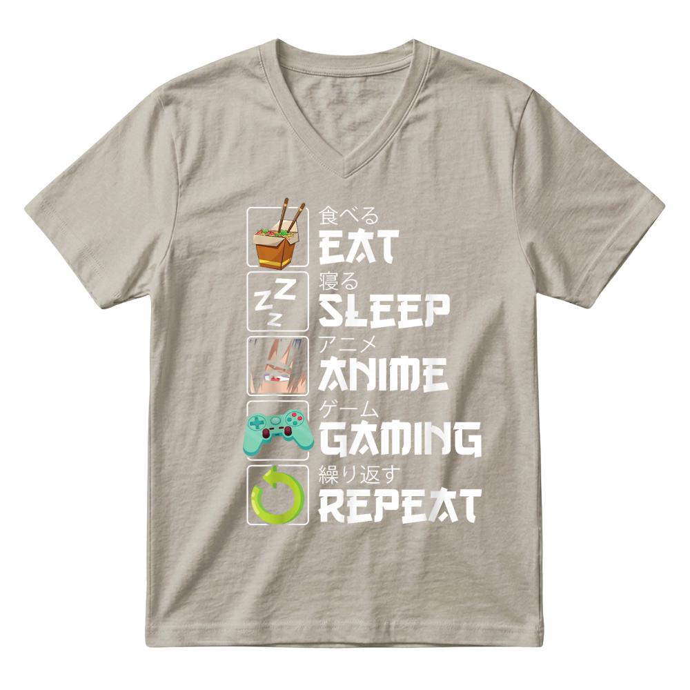 Product Eat Sleep Anime Gaming Repeat Kawaii Otaku Anime Manga T Shirt V-Neck T-shirt