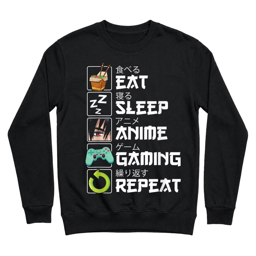 Product Eat Sleep Anime Gaming Repeat Kawaii Otaku Anime Manga T Shirt Unisex Sweatshirt