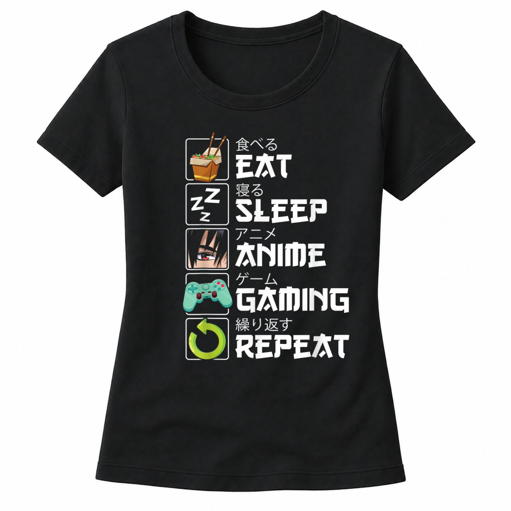 Product Eat Sleep Anime Gaming Repeat Kawaii Otaku Anime Manga T Shirt Women's T-shirts