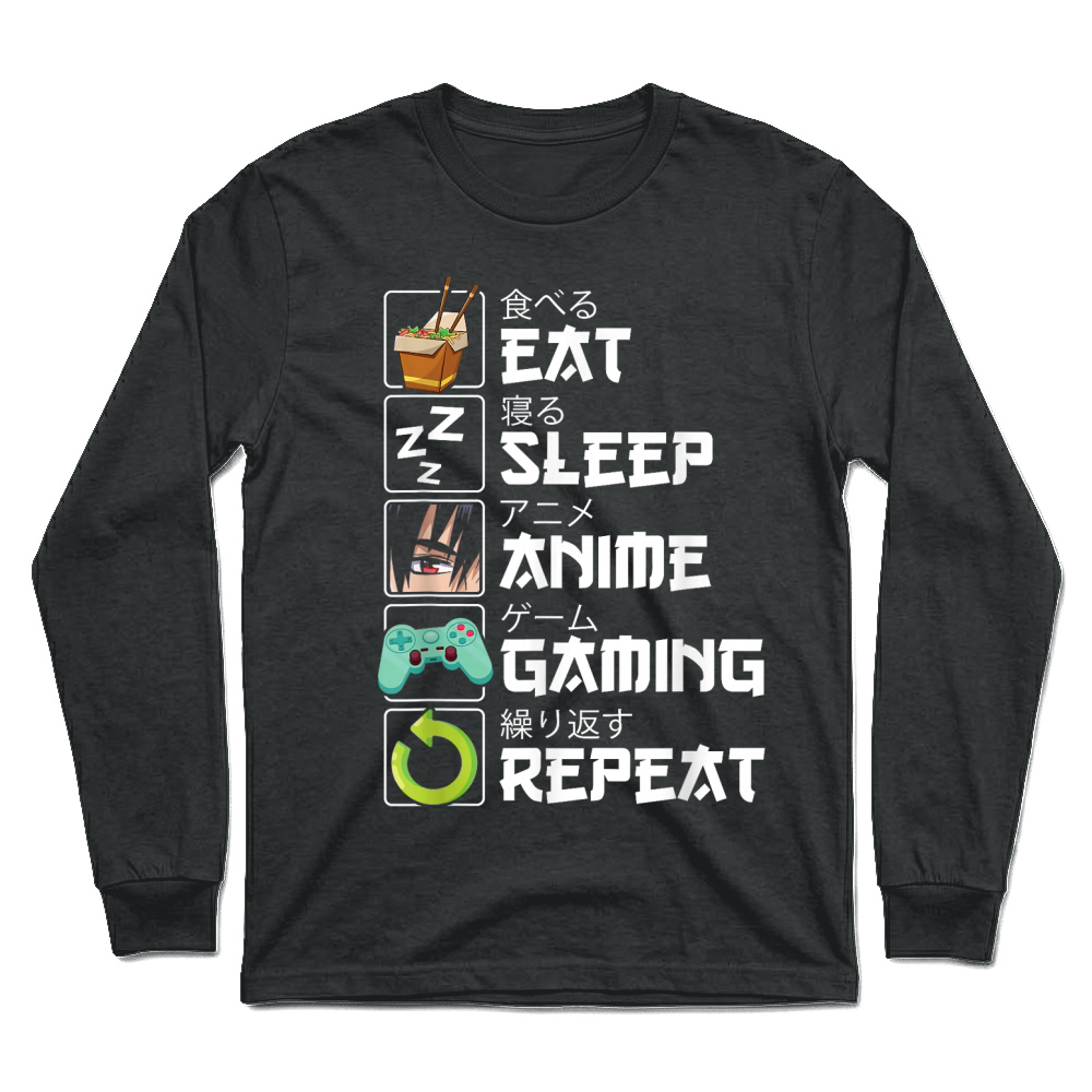 Product Eat Sleep Anime Gaming Repeat Kawaii Otaku Anime Manga T Shirt Unisex Longsleeve