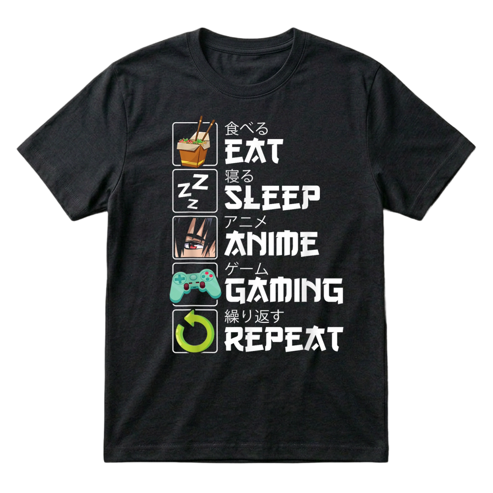 Product Eat Sleep Anime Gaming Repeat Kawaii Otaku Anime Manga T Shirt T-Shirt