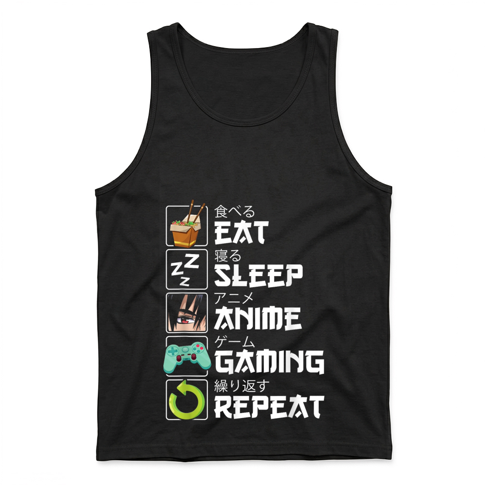 Product Eat Sleep Anime Gaming Repeat Kawaii Otaku Anime Manga T Shirt Tank Top