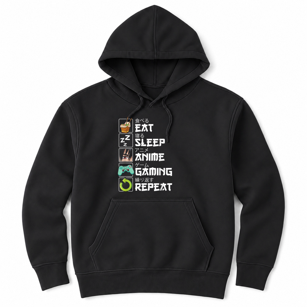 Product Eat Sleep Anime Gaming Repeat Kawaii Otaku Anime Manga T Shirt Unisex Hoodie