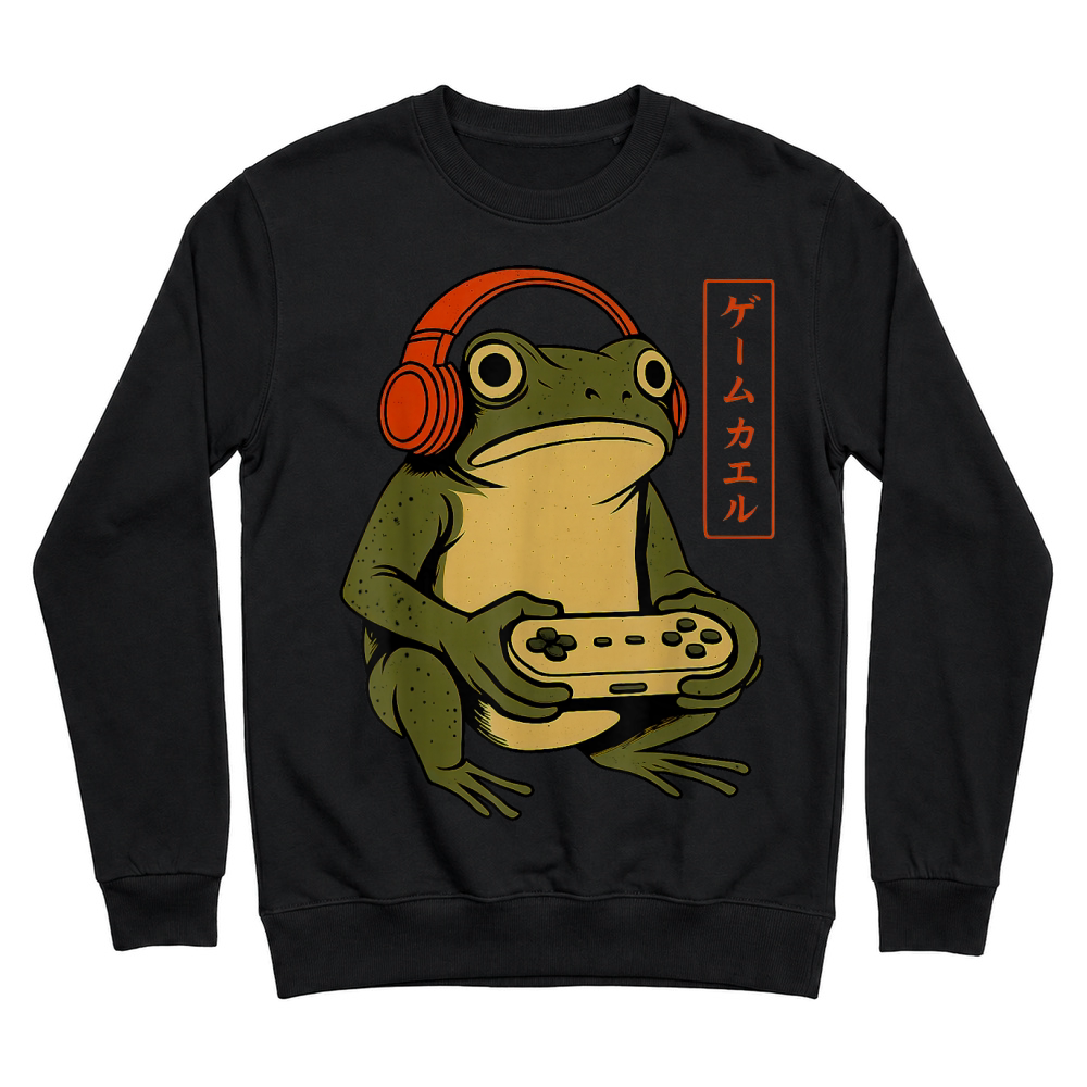 Product Japanese Gamer Frog Art Men Women Boys Funny Vintage Gaming T Shirt Unisex Sweatshirt