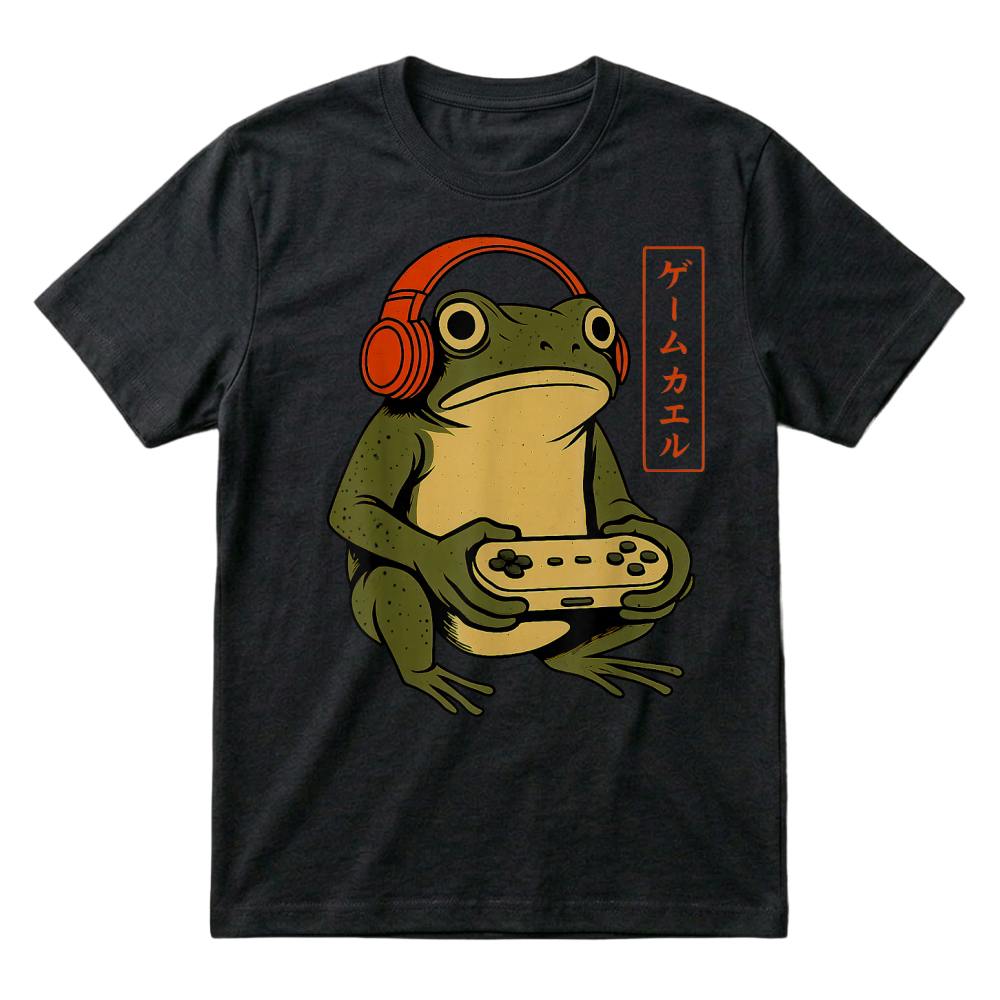 Product Japanese Gamer Frog Art Men Women Boys Funny Vintage Gaming T Shirt T-Shirt