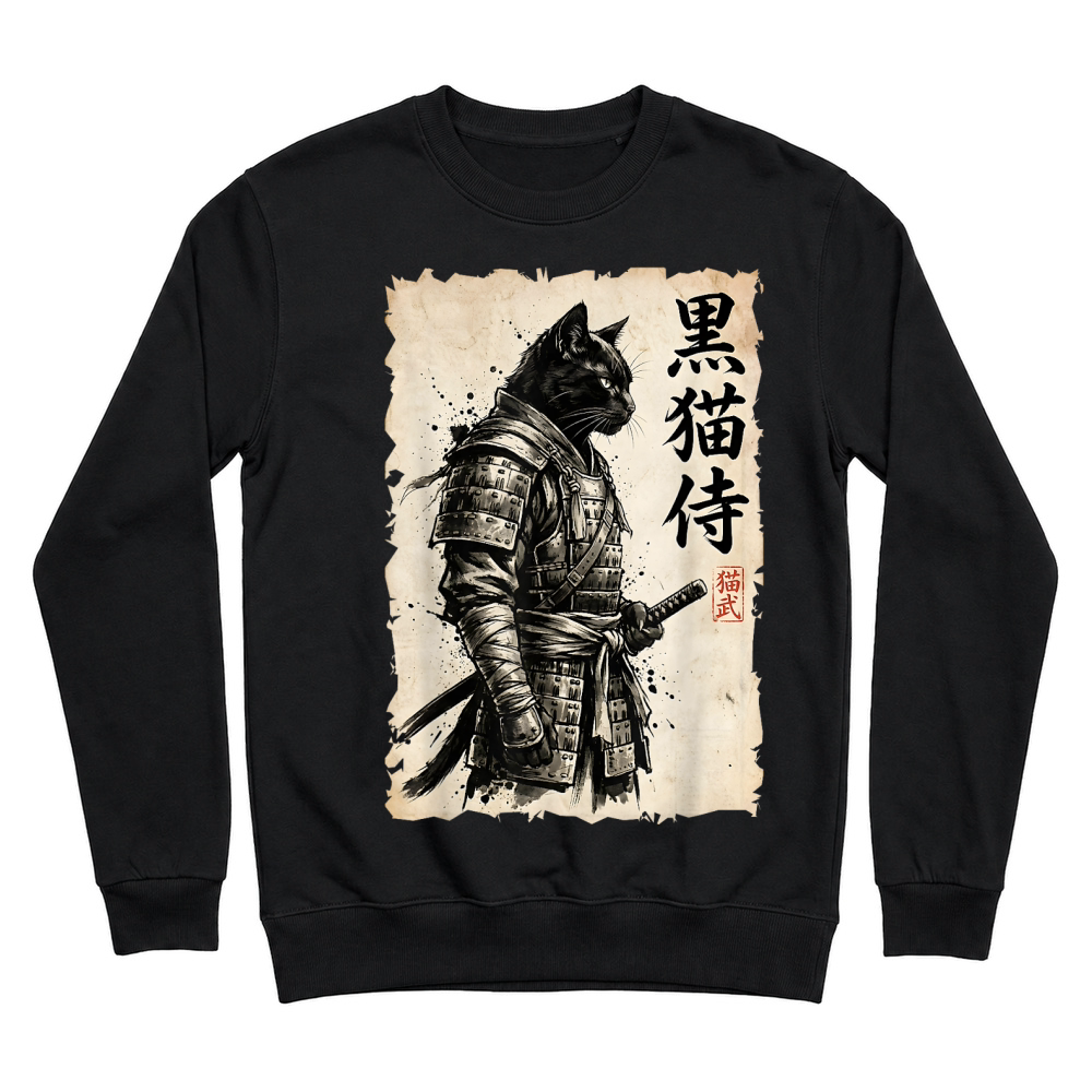 Product Samurai Cat Warrior Anime Japanese Art Kawaii Cat Samurai T Shirt Unisex Sweatshirt