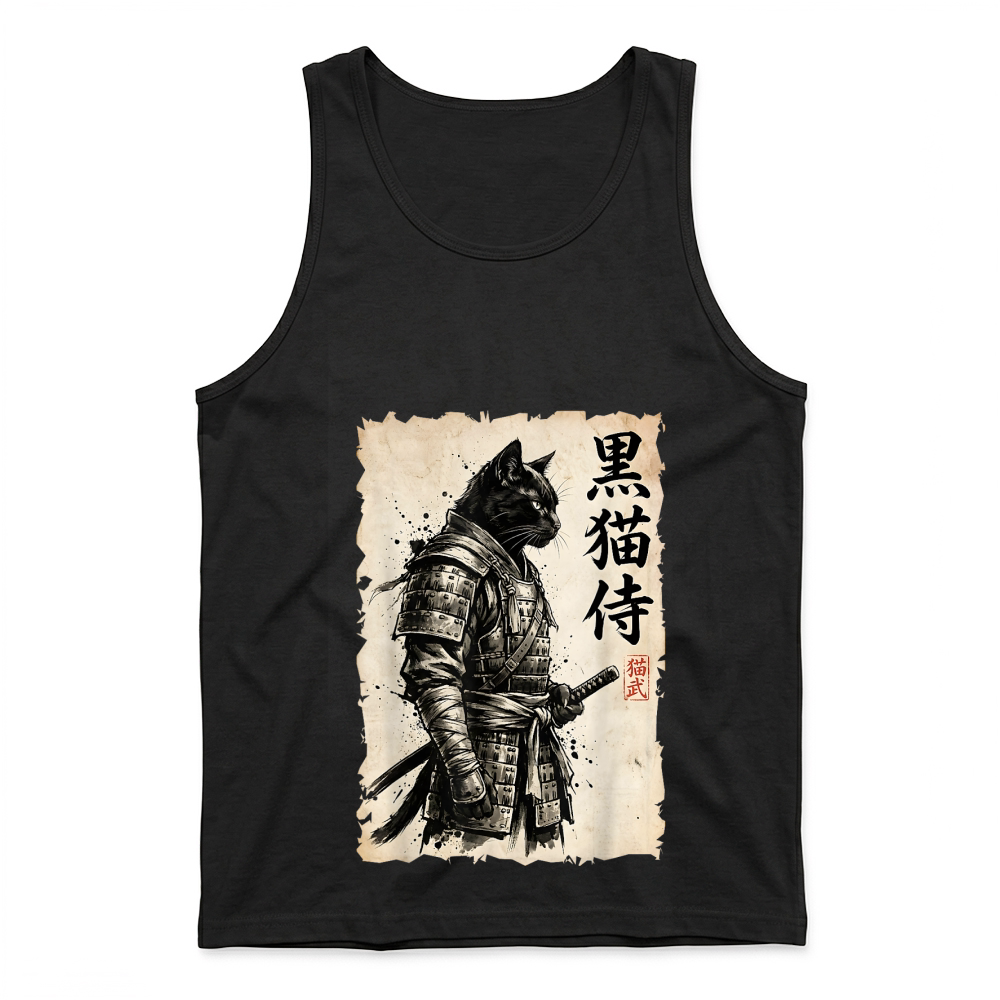 Product Samurai Cat Warrior Anime Japanese Art Kawaii Cat Samurai T Shirt Tank Top