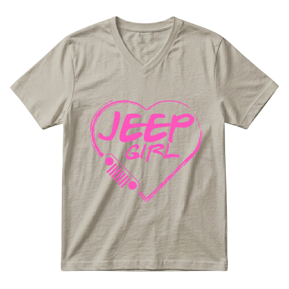 Product Jeep girl - Pink heart lovely T-shirt Women's Long Sleeve V-Neck T-shirt