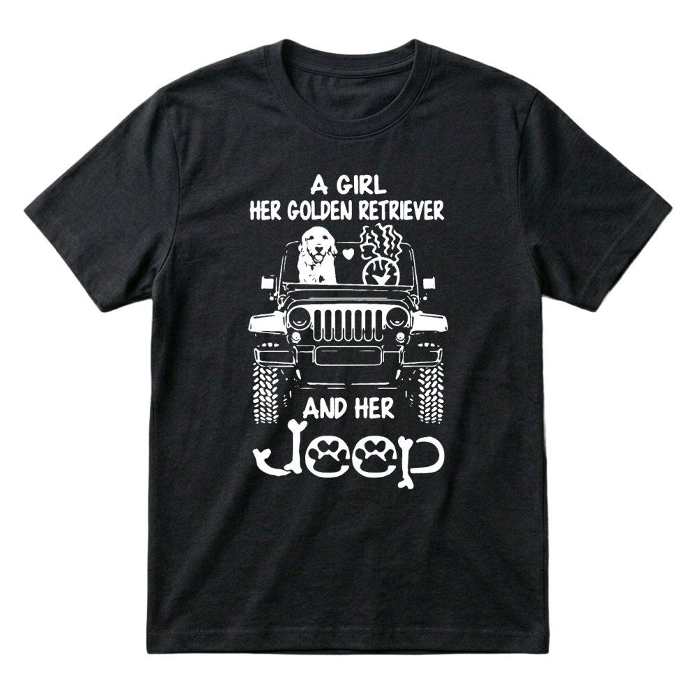 Product a girl her golden retriever and her jeep Tank top Woman T-Shirt