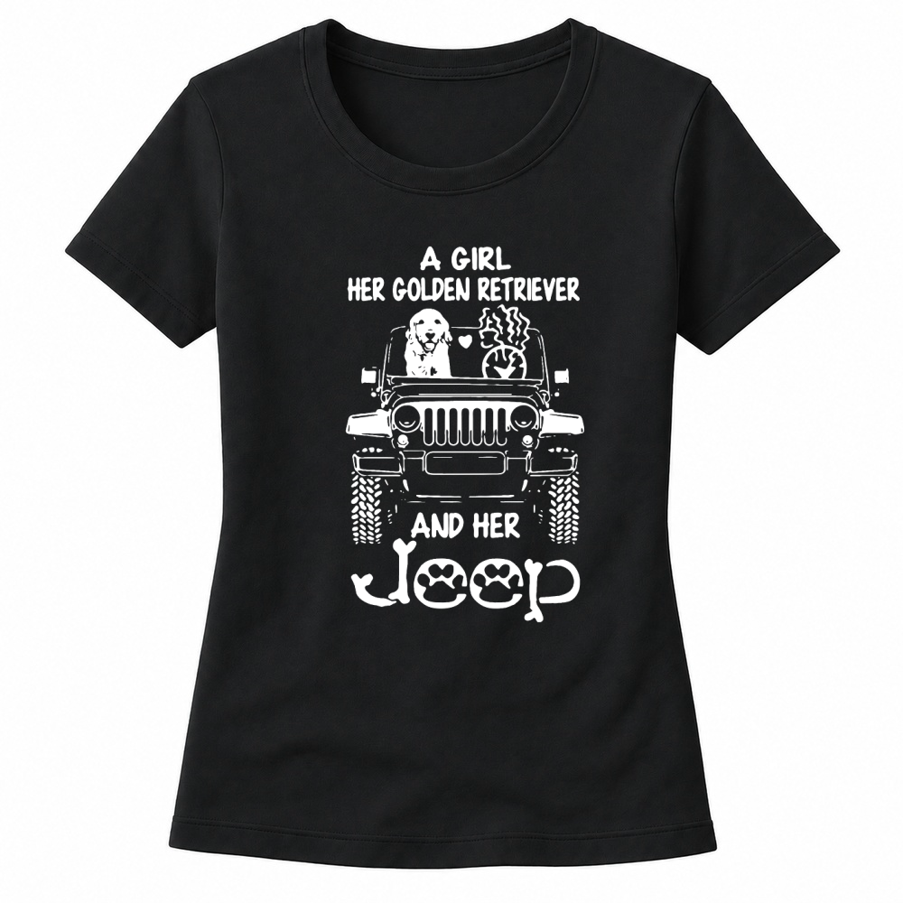 Product a girl her golden retriever and her jeep Tank top Woman Women's T-shirts