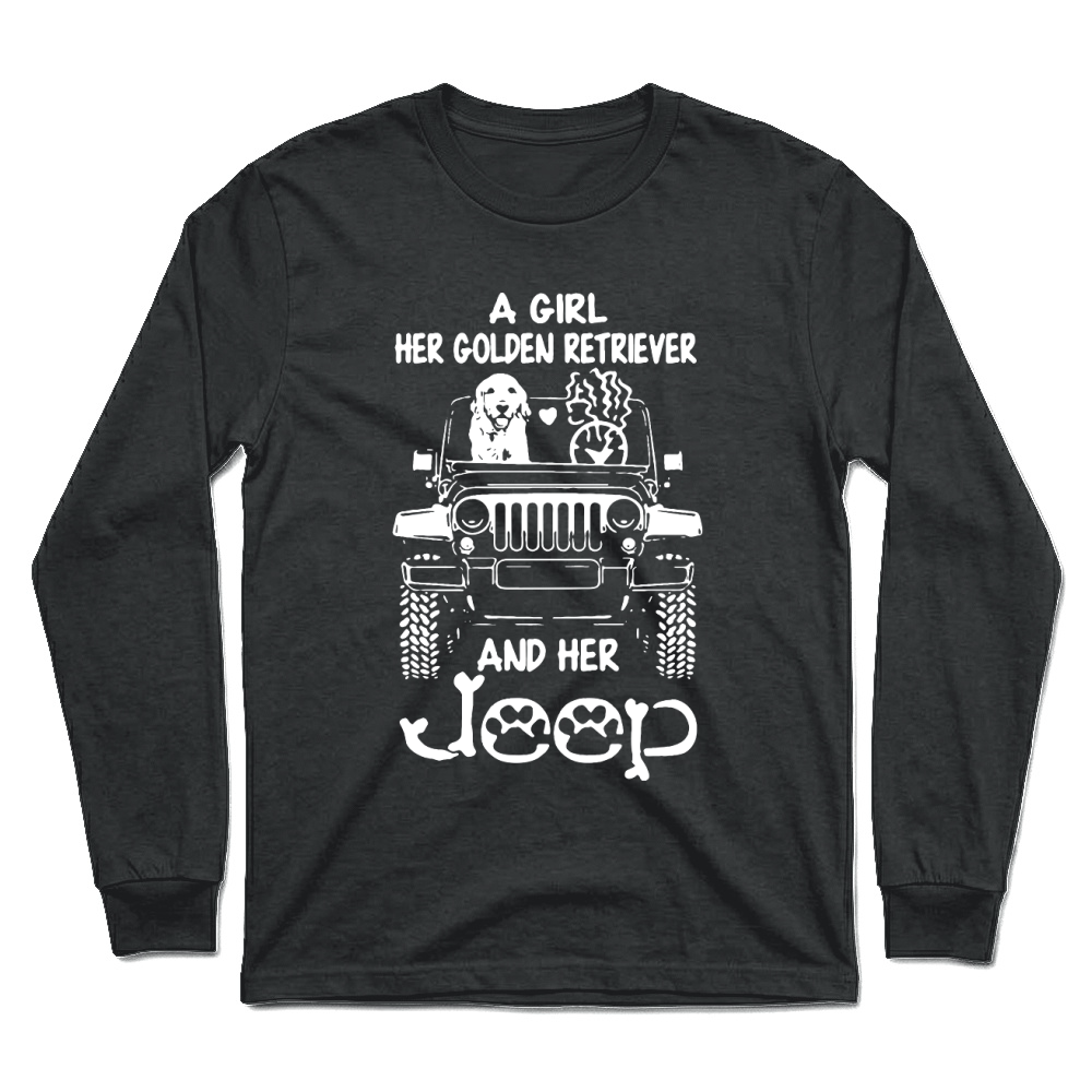 Product a girl her golden retriever and her jeep Tank top Woman Unisex Longsleeve