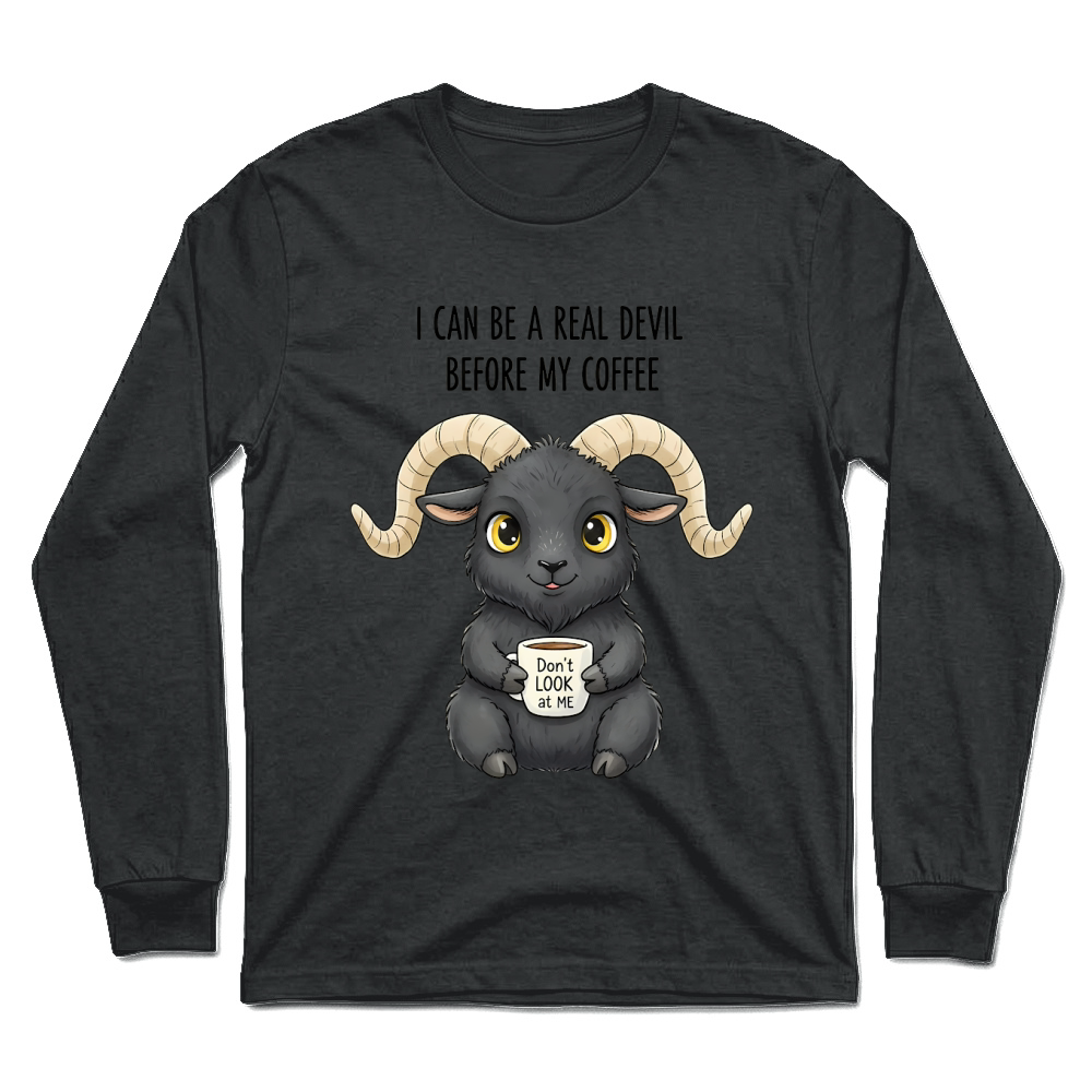 Product Spooky Halloween Retro Style Real Devil Before Coffee Ram Unisex Longsleeve