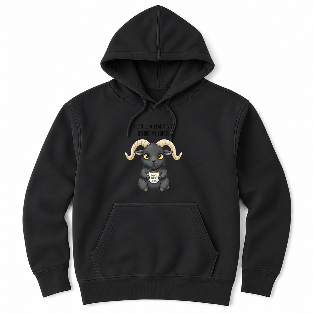 Product Spooky Halloween Retro Style Real Devil Before Coffee Ram Unisex Hoodie