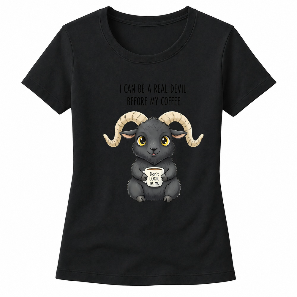Product Spooky Halloween Retro Style Real Devil Before Coffee Ram Women's T-shirts