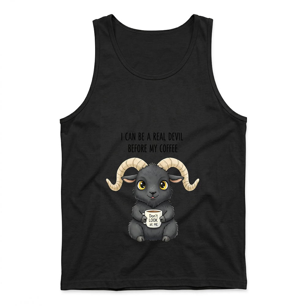 Product Spooky Halloween Retro Style Real Devil Before Coffee Ram Tank Top