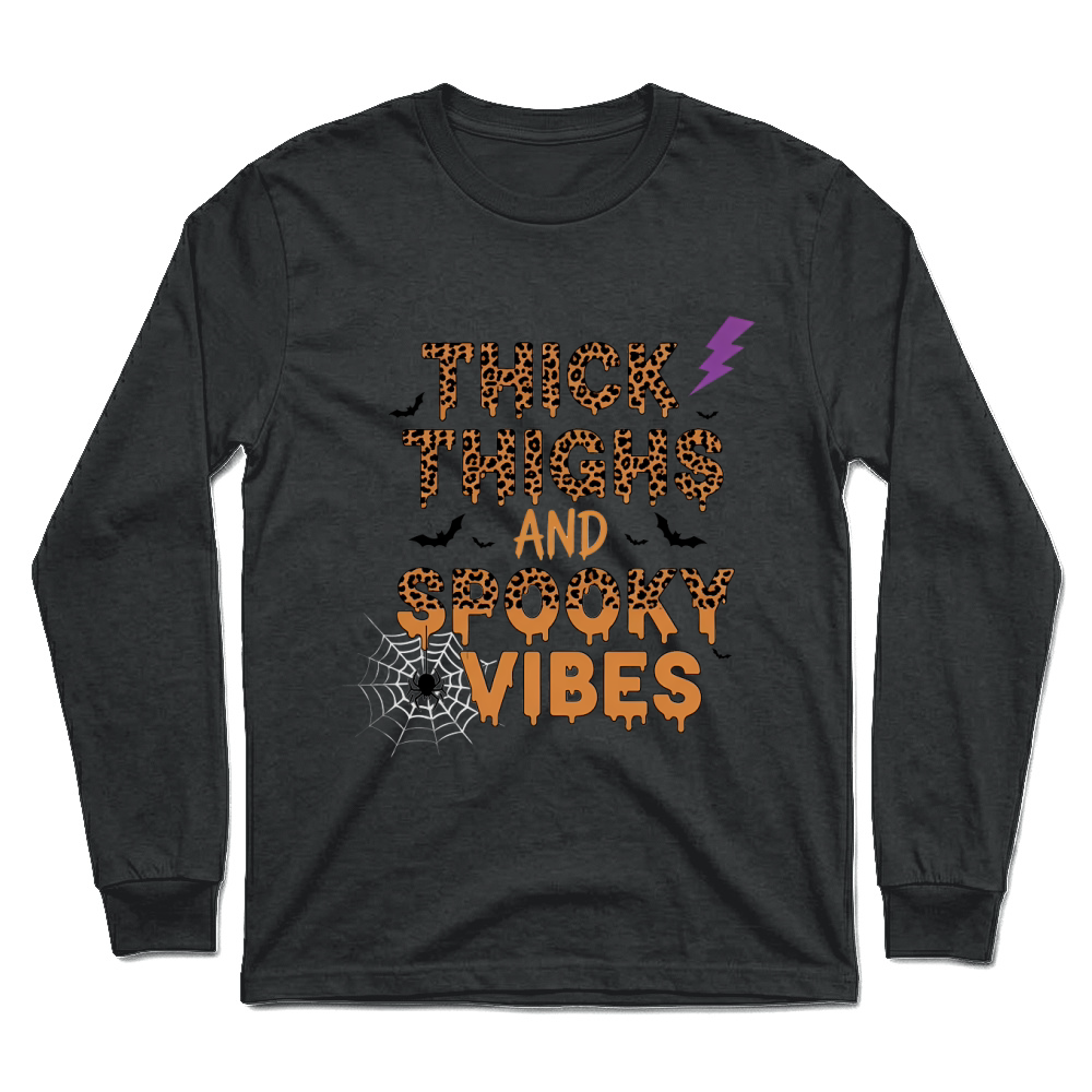 Product Halloween Retro Thick Thighs and Spooky Vibes Unisex Longsleeve