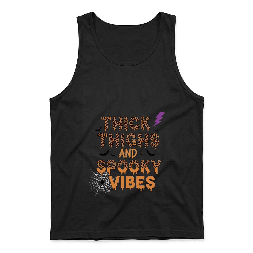 Product Halloween Retro Thick Thighs and Spooky Vibes Tank Top